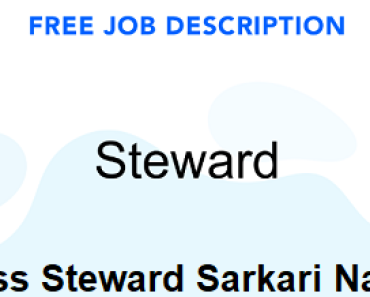 Steward job Vacancy 2025 10th pass Steward Sarkari Naukari 2025