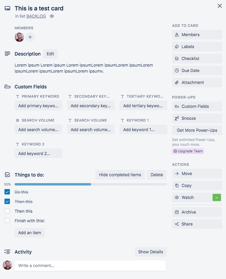 Trello vs Asana: cards