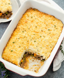 overhead photo of shepherd's pie