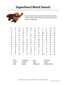 Superhero Word Search Easy