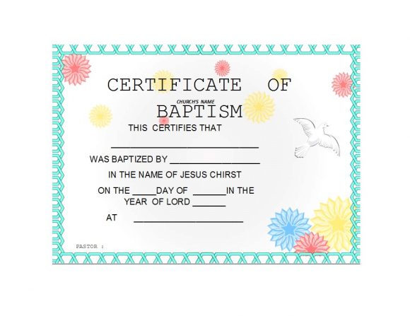 Certificate Of Baptism Printable