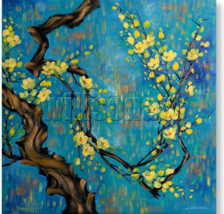 asian blossoms plum oil painting