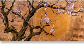 golden zen asian plum blossom flower large oil painting