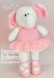 KBP-259 - Elephant ballerina pink soft toy cute dance ballet easy knitting pattern