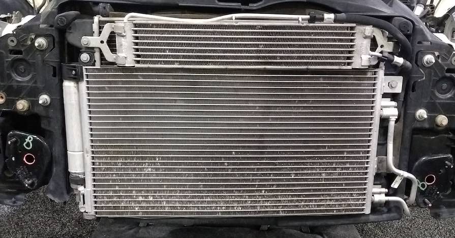 An old radiator in a car.