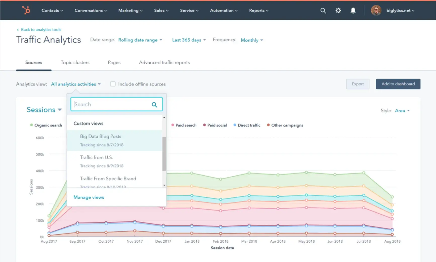 hubspot analytics dashboard, marketing strategyhttps://www.hubspot.com/products/marketing/analytics