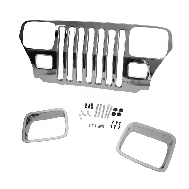 Chrome Grille Overlay; 87-95 Jeep Wrangler YJ