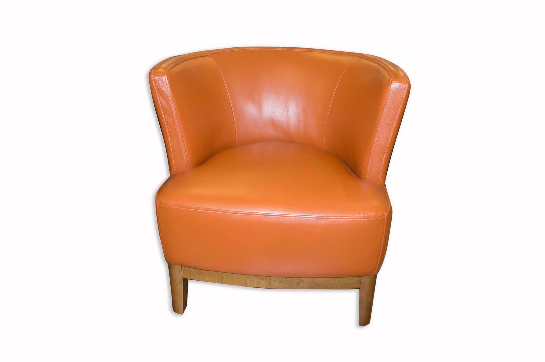 cuba leather tub chair  burnt orange