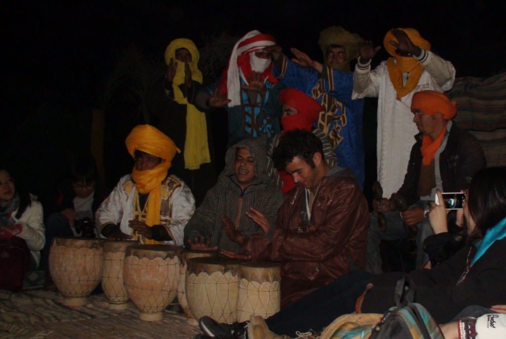 drummers in sahara desert camp