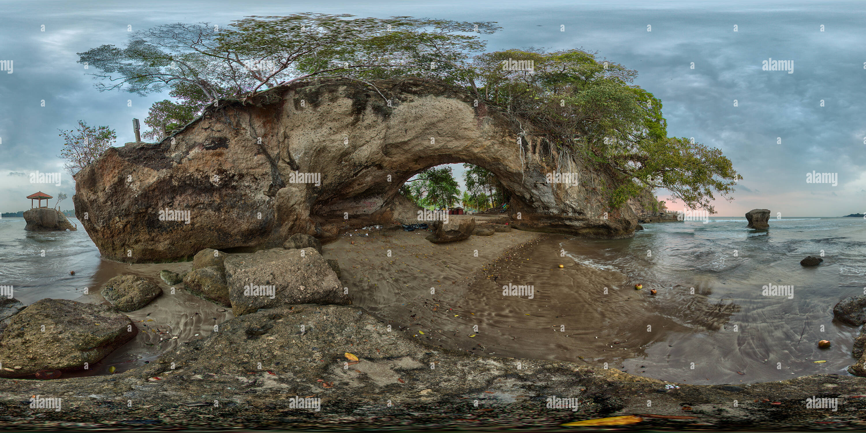 360 degree panoramic view of Karang Bolong Beach