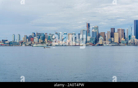 The Seattle Skyline on a gray overcast day. Stock Photo