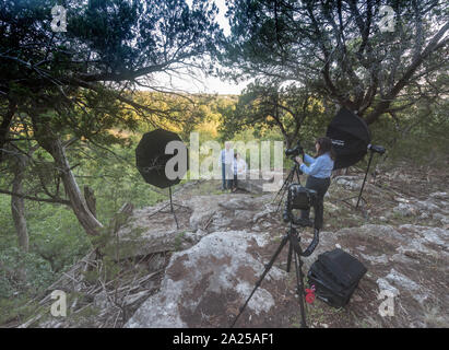 Photographer Carol M. Highsmith photographs former U.S. President George W. Bush and his wife, Laura Bush, on their ranch near Crawford, Texas Stock Photo