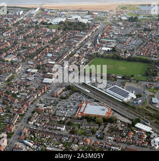 aerial view of Skegness from the railway station to the beach, Lincolnshire Stock Photo