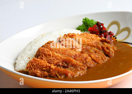 Tonkatsu Curry Rice flavorful Japanese katsu curry on White background Stock Photo