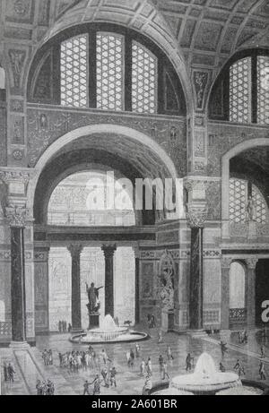 19th century illustration of the Baths of Caracalla, in Rome, Italy Built in Rome between AD 212 and 217, during the reign of the Septimius and Emperor Caracalla. Stock Photo