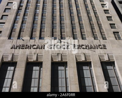 The rear facade or New York Stock Exchange in New York, the NYSE in Manhattan Stock Photo