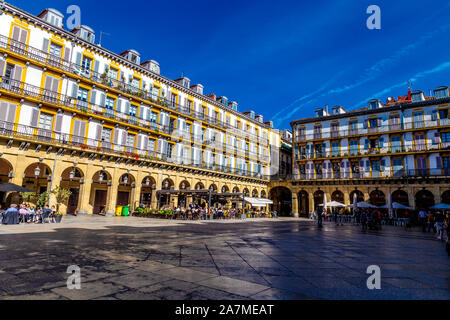 Plaza de la Constitución in the old town of San Sebastian, Spain Stock Photo