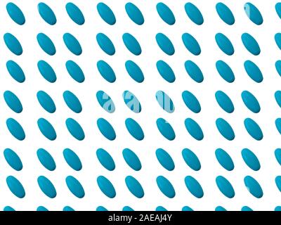 Seamless photo pattern of blue pills on a white background. Stock Photo