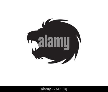 lion head silhouette roar showing teeth aggressively Stock Vector