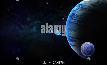 Universe, Planets, Galaxy background, Cosmos and Nebula, Astronomy, Fantasy Outer space background Stock Photo