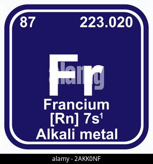 Francium Periodic Table of the Elements Vector illustration eps 10 Stock Vector