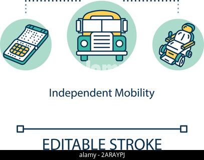 Independent mobility concept icon. Transportation vehicles for invalid. Inclusive environment idea thin line illustration. Vector isolated outline RGB Stock Vector