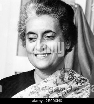 India: Indira Gandhi (1917-1984), Prime Minister of India for four consecutive terms, 1966-1984.  Indira Priyadarshini Gandhi (19 November 1917 – 31 October 1984) was the Prime Minister of the Republic of India for three consecutive terms from 1966 to 1977 and for a fourth term from 1980 until her assassination in 1984, a total of fifteen years. She is India's only female prime minister to date. She is the world's all time longest serving female Prime Minister. Stock Photo