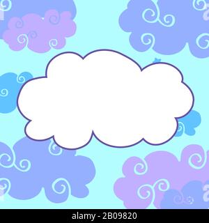 Vector daytime cartoon clouds frame. Drawing graphic sky with clouds illustration Stock Vector