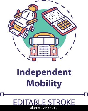 Independent mobility concept icon. Transportation for people with special needs. Inclusive environment idea thin line illustration. Vector isolated Stock Vector