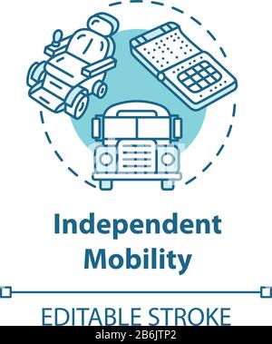 Independent mobility concept icon. Wheelchair for people with special needs. Inclusive environment idea thin line illustration. Vector isolated Stock Vector