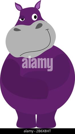 Purple hippo, illustration, vector on white background. Stock Vector