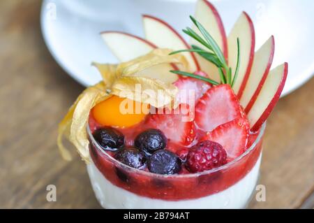 Panna Cotta, Cooked Cream or Italian pudding Stock Photo