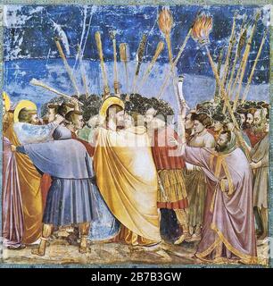 Giotto di Bondone - No. 31 Scenes from the Life of Christ - 15. The Arrest of Christ (Kiss of Judas) Stock Photo