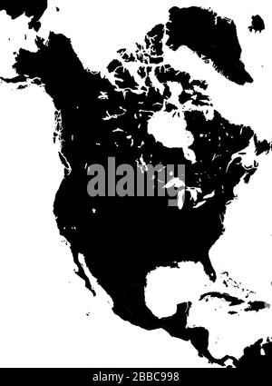 Silhouette of North and Central Americas Stock Photo