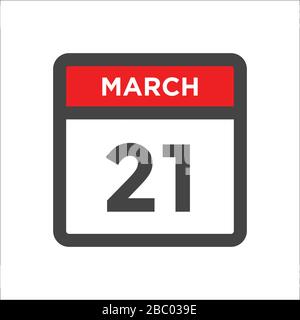 March 21 calendar icon - day of month Stock Vector