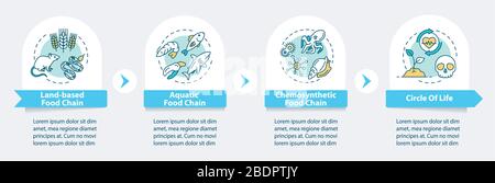 Food chain vector infographic template. Biological process. Biodiversity presentation design elements. Data visualization with 4 steps. Process Stock Vector