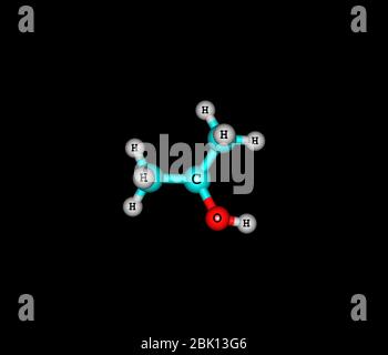 Isopropyl alcohol (Isopropanol) is a chemical compound with the molecular formula C3H8O. It is a colorless, flammable chemical compound with a strong Stock Photo