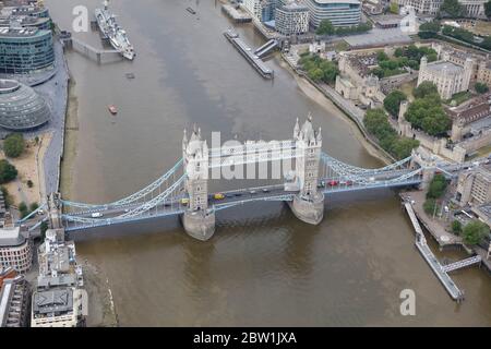 Aerial View of Tower Bridge in London, UK Stock Photo