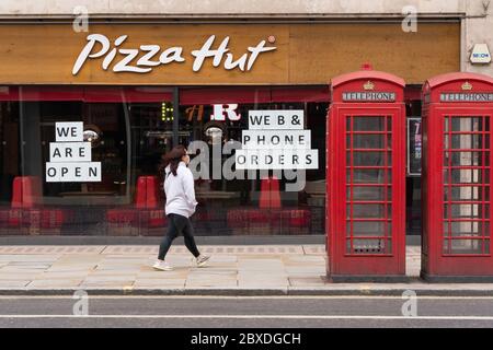 Pizza Hut restaurant on the Strand during UK coronavirus lockdown Stock Photo