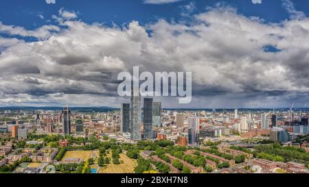 Deansgate Square Manchester England, modern tower block skyscrapers apartments dominating the Manchester city centre landscape in northern England Stock Photo