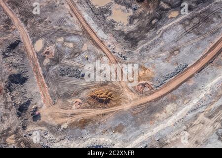 Open pit mine - aerial view Stock Photo