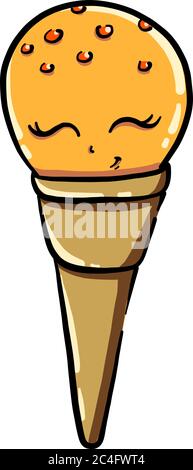 Orange ice cream, illustration, vector on white background Stock Vector