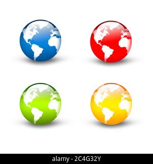 Colorful Earth icon set Stock Photo