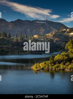 Lake Hollywood & the Hollywood Sign Stock Photo