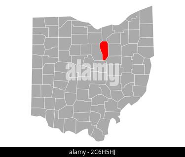 Map of Ashland in Ohio Stock Photo