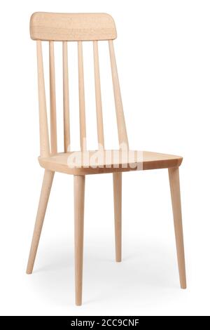 Side view of wooden chair on white background Stock Photo