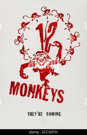 Twelve Monkeys (1995) directed by Terry Gilliam and starring Bruce Willis, Madeleine Stowe, Brad Pitt and Jon Seda. A prisoner from 2035 travels back in time to try and prevent the outbreak of virus that wipes out most of mankind. Stock Photo