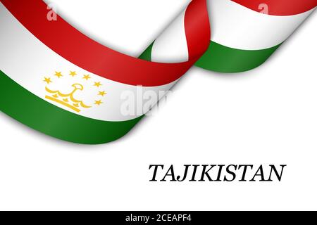 Waving ribbon or banner with flag of Tajikistan Stock Vector