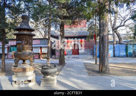 Beijing / China - February 2, 2014: Fayuan Temple (Temple of the Origin of the Dharma), constructed in 645 is one of the oldest Buddhist temples in Be Stock Photo