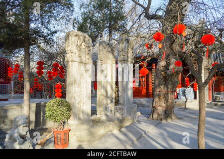 Beijing / China - February 2, 2014: Fayuan Temple (Temple of the Origin of the Dharma), constructed in 645 is one of the oldest Buddhist temples in Be Stock Photo